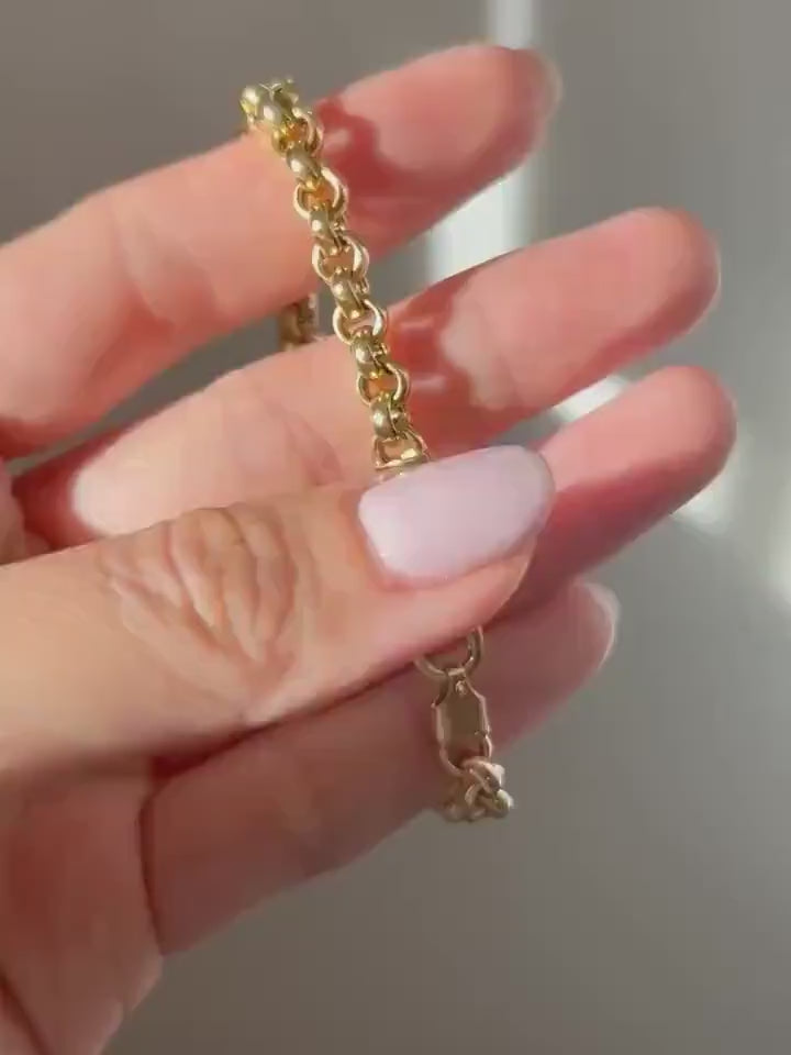 French Vintage 18k Yellow Gold Rolo Bracelet: Size 7”, 9.3g