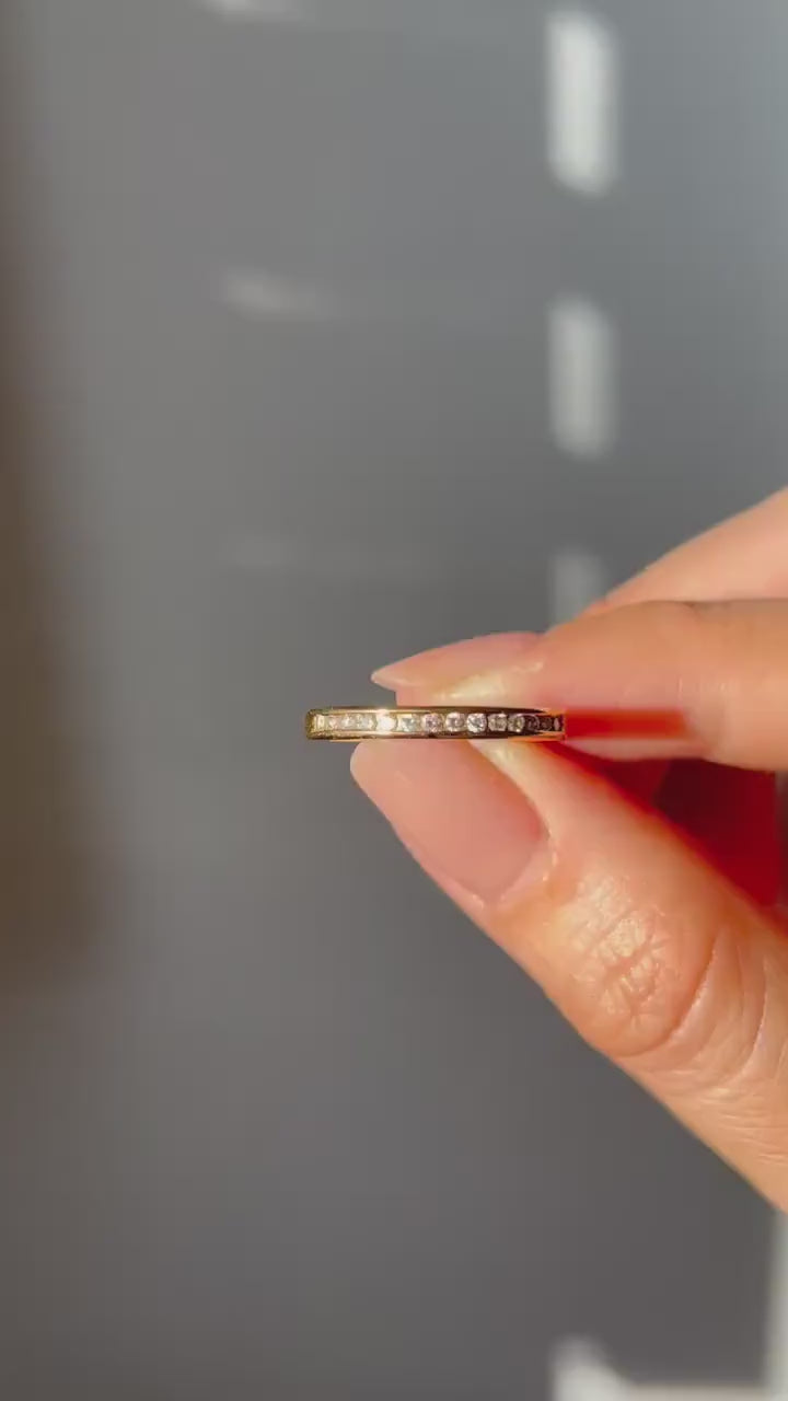 Vintage 18k Yellow Gold Diamond Half Eternity Ring - US Size 5.75