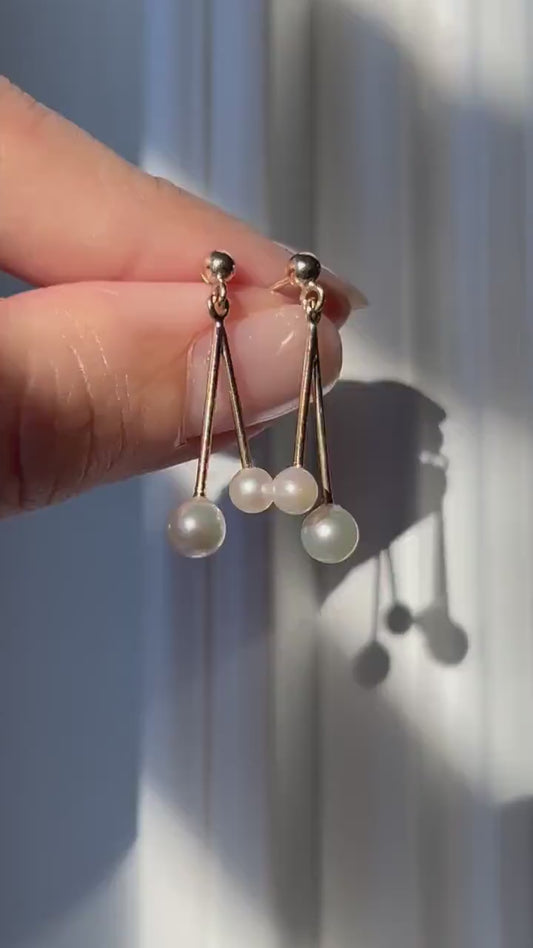 14k Gold Akoya Pearl Drop Earrings: Elegant Dangle Jewelry