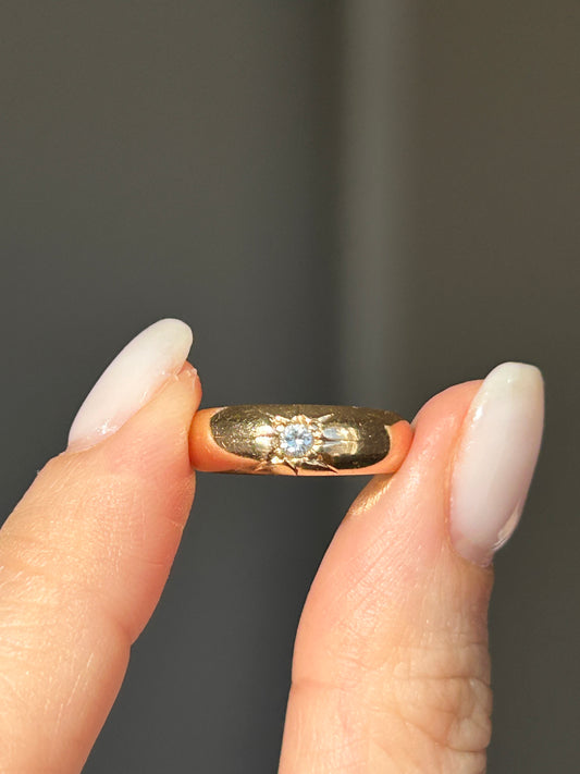 Vintage 18k Gold Mid Century Diamond Starburst Ring