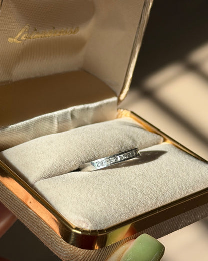 Vintage Platinum Channel Set Carre Cut Diamond Half Eternity Ring