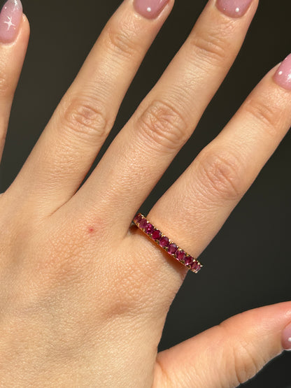 Vintage 18k Gold Ruby 3/4 Eternity Stacking Band