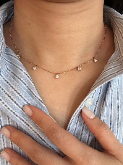 Vintage 18k Gold 1ct Diamond Station Necklace