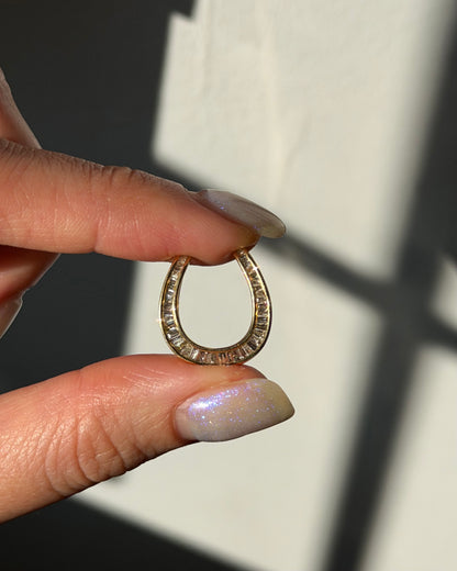 Vintage 18k Gold Baguette Diamond Horseshoe Pendant