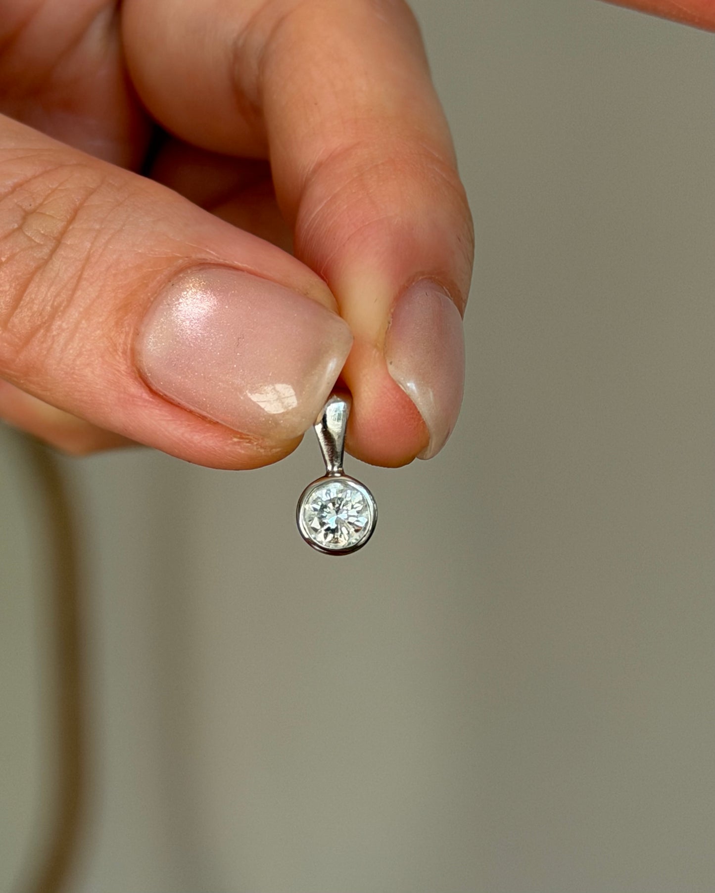 Vintage Platinum Bezel Set 0.45ct Diamond Charm Pendant