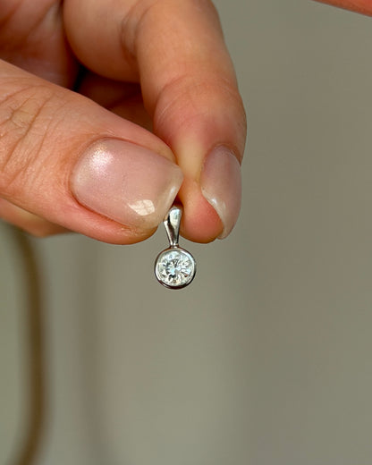 Vintage Platinum Bezel Set 0.45ct Diamond Charm Pendant