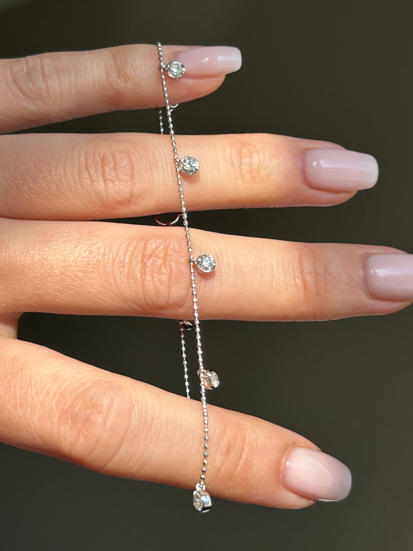 Vintage 18K White Gold Diamond By the Yard Station Bracelet