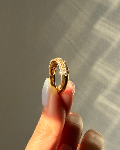 Vintage 18k Gold Diamond Pave Donut Ring