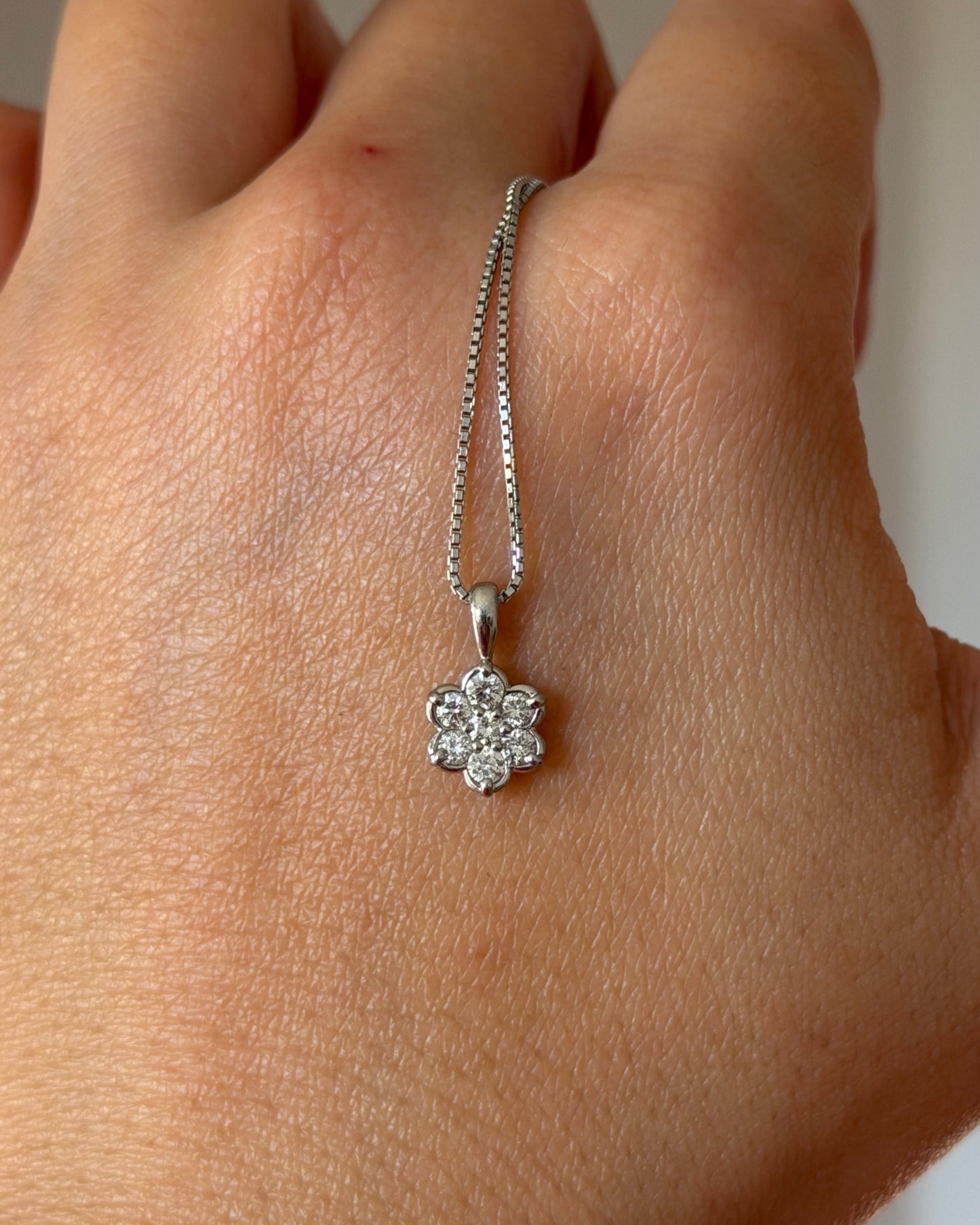 Dainty Vintage Platinum Diamond Flower Charm