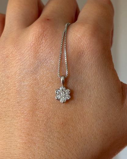 Dainty Vintage Platinum Diamond Flower Charm