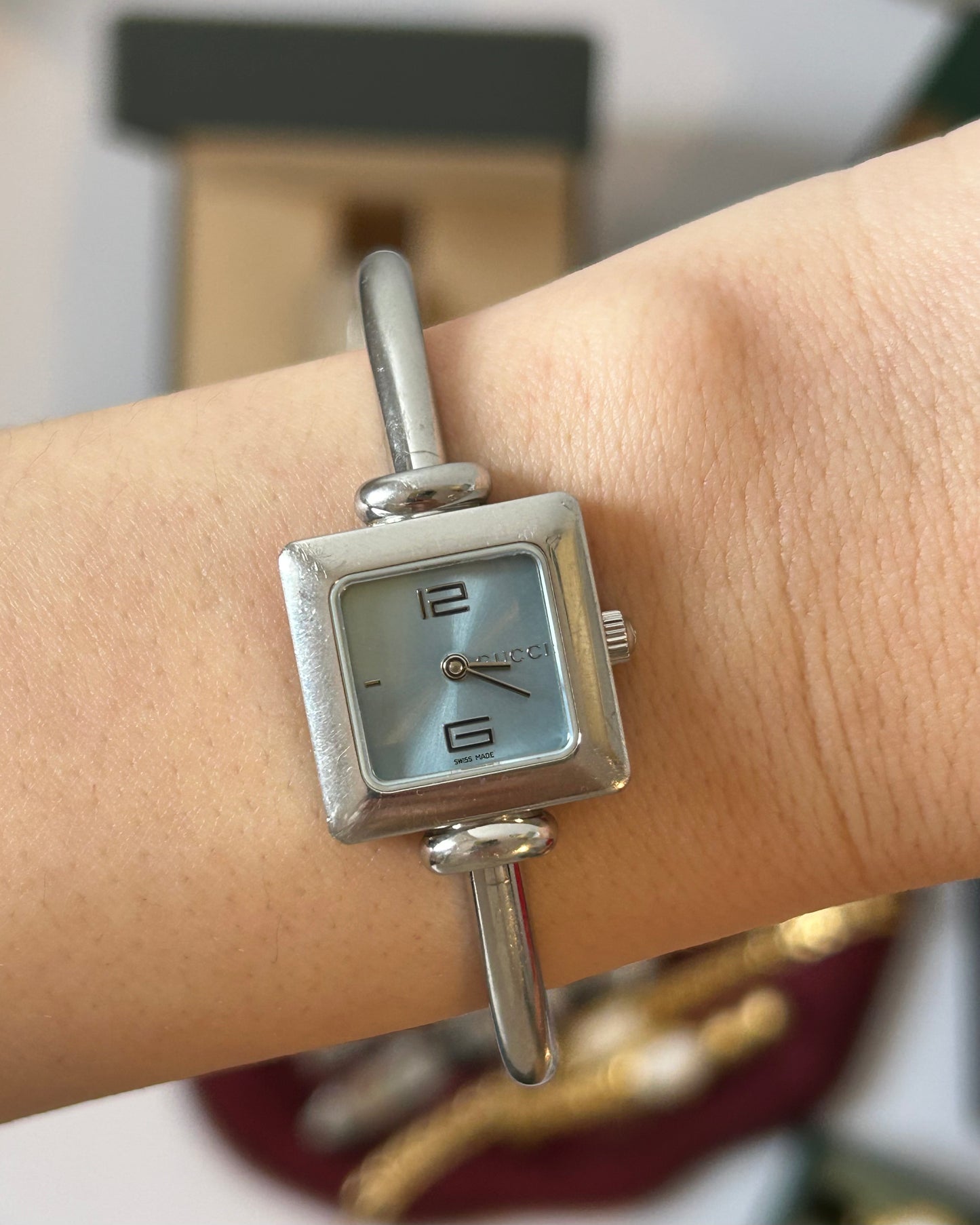 Vintage Y2K Stainless Steel Square Face Gucci Watch - Tom Ford Era Special Blue Dial Edition