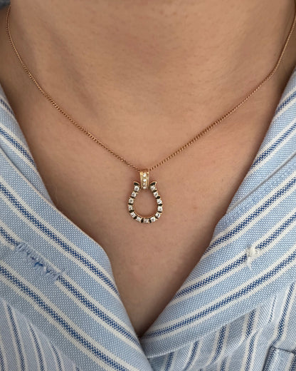 Vintage 18k Gold Diamond Horseshoe Pendant