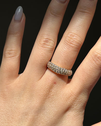 Vintage 18k Gold Diamond Pave Curved Dome Ring