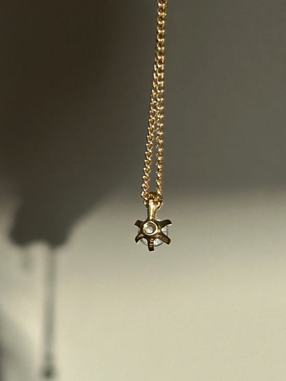 Vintage 14k Gold 0.2 ct Diamond Solitaire Pendant