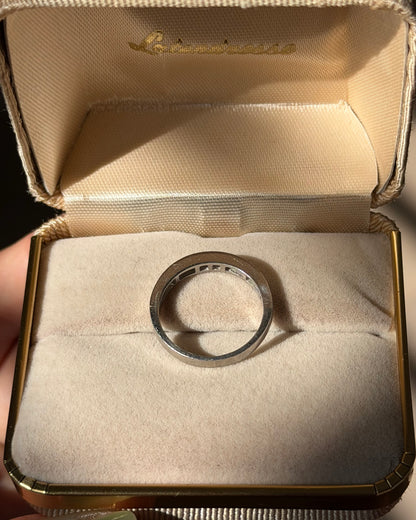Vintage Platinum Channel Set Carre Cut Diamond Half Eternity Ring