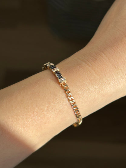 Vintage 18k Gold Sapphire and Diamond Curb Bracelet