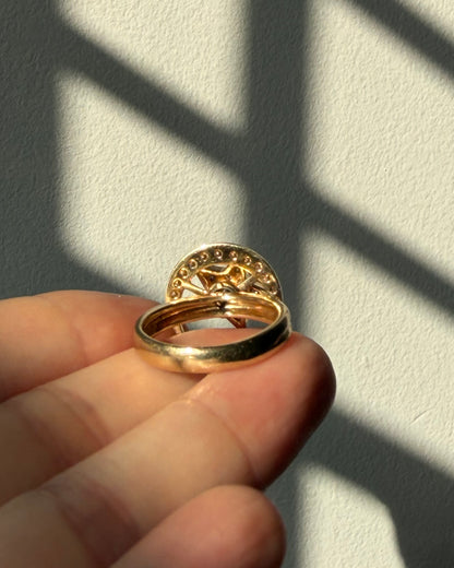 Vintage 18k Gold Diamond Moon and Star Celestial Spinner Ring