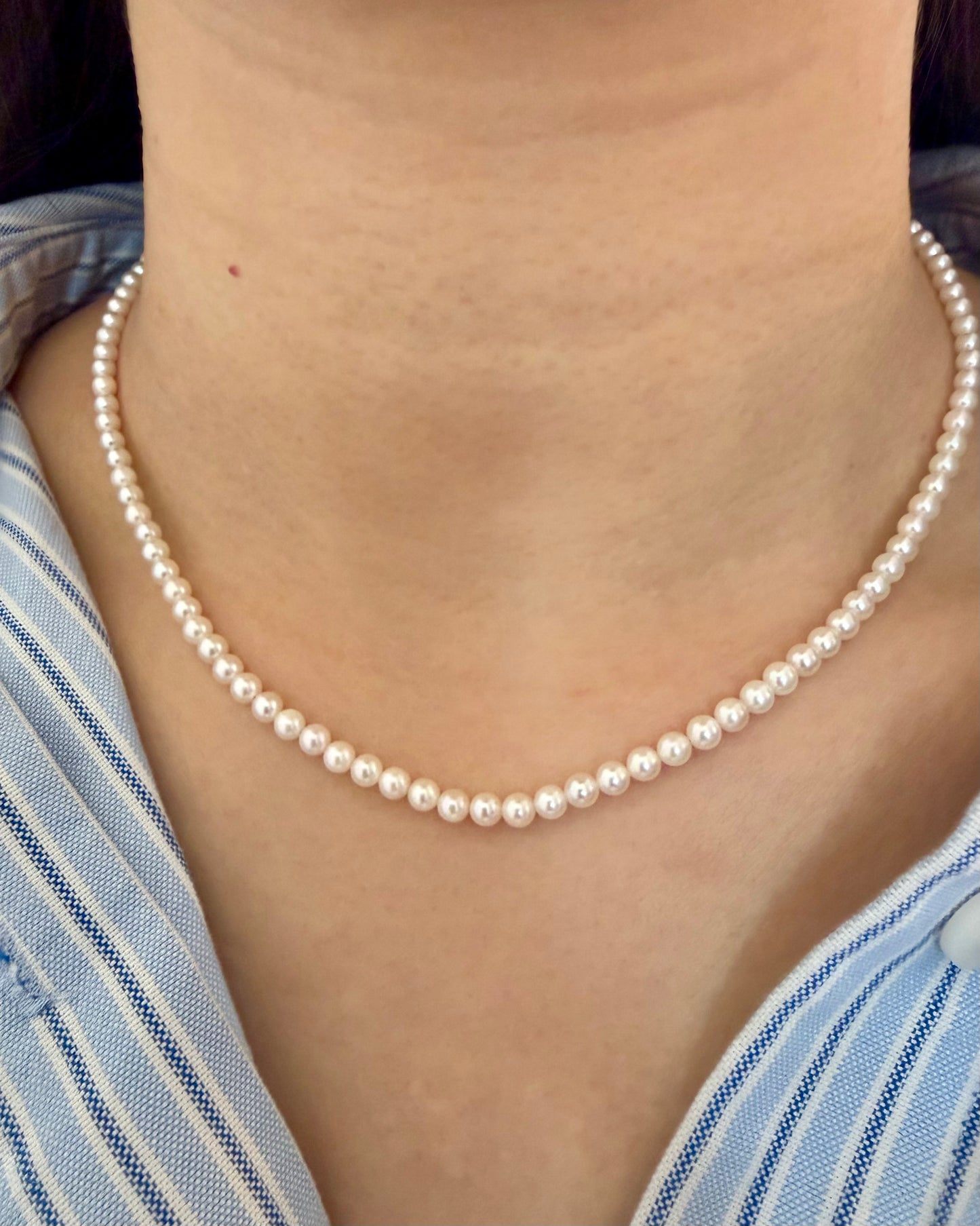 Vintage Petite-Sized Pearl Necklace - 14k WG Clasp