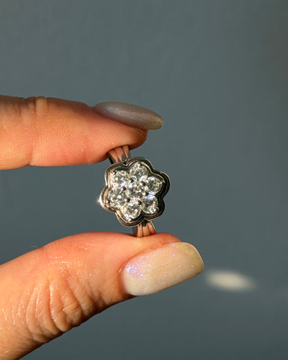 Vintage Platinum 1 CTW Diamond Flower Cluster Ring