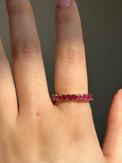 Vintage 18k Gold Ruby 3/4 Eternity Stacking Band