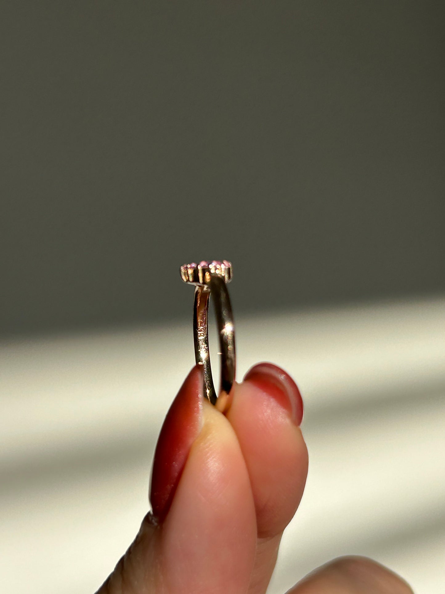 Vintage 18k Pink Gold Pink Sapphire Heart Pinky Ring