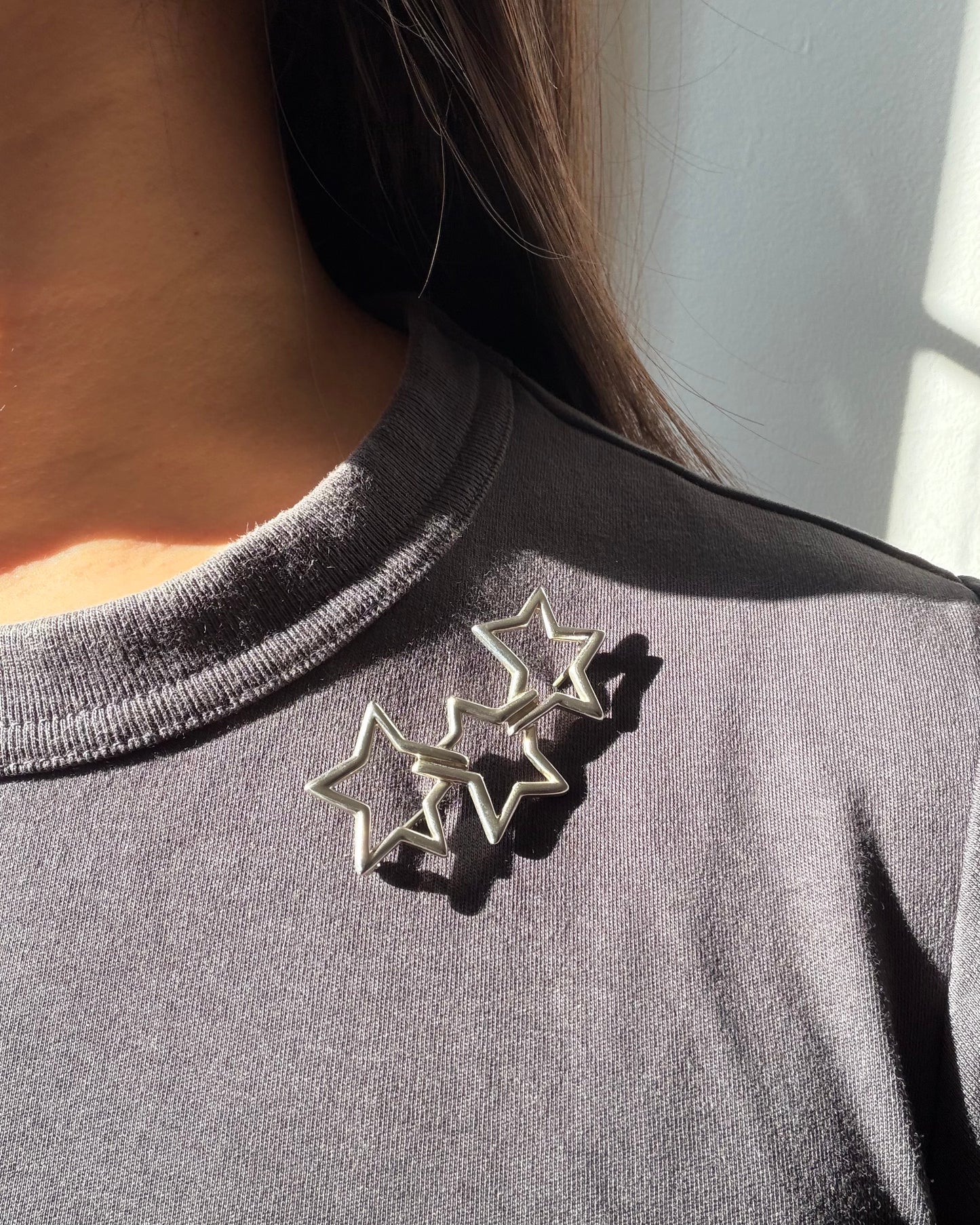 Vintage Sterling Silver Tiffany & Co Circa 1985 Triple Star Brooch