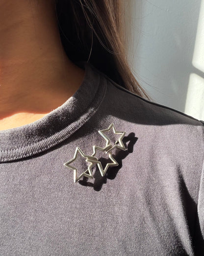 Vintage Sterling Silver Tiffany & Co Circa 1985 Triple Star Brooch