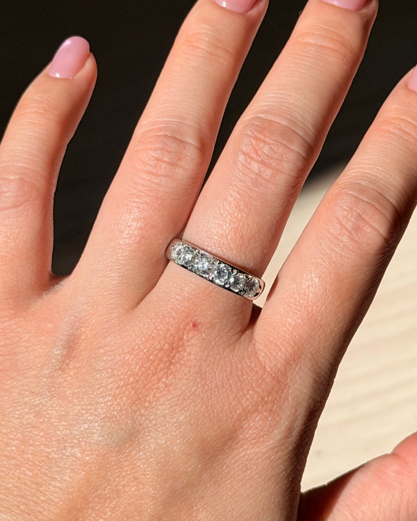 Vintage Platinum 1 CTW Six-Stone Flush Set Diamond Band