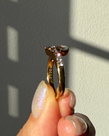 Vintage 18k Gold Graduating Sized Diamond Bypass Ring