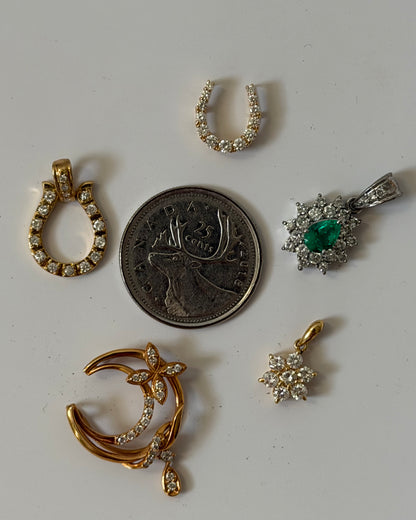 Vintage 18k Gold Diamond Horseshoe Pendant