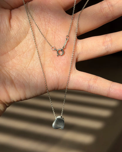 Vintage Silver Tiffany & Co Elsa Peretti Small Full Heart Necklace