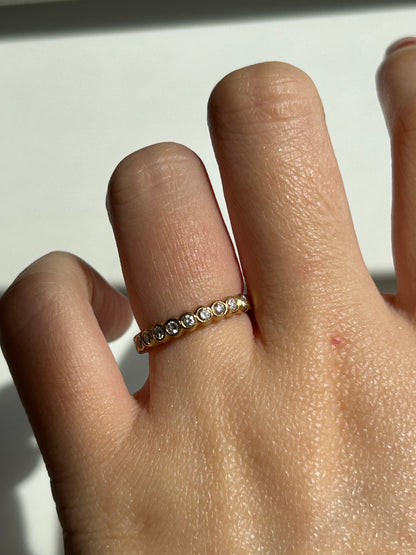 Vintage 18k Gold Bezel Set Diamond Bubble Stacking Ring