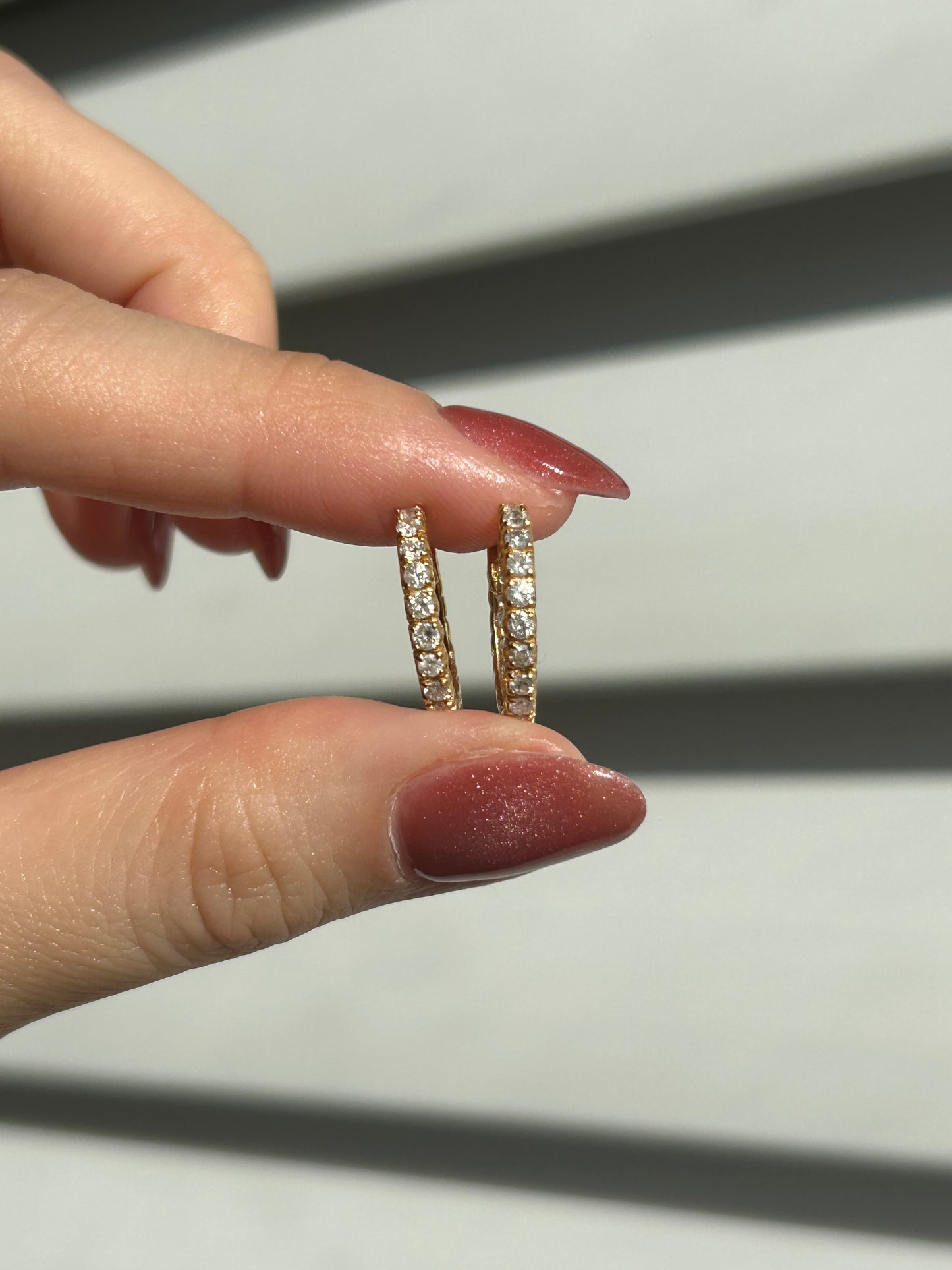 Vintage 18k Gold Small Diamond Hoop Earrings