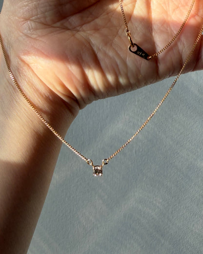 Vintage 18k Gold Chocolate Brown Diamond Solitaire Necklace