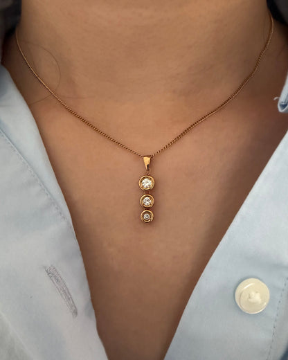 Vintage 18k Bezel Set Graduating Diamond Dangle Charm pendant