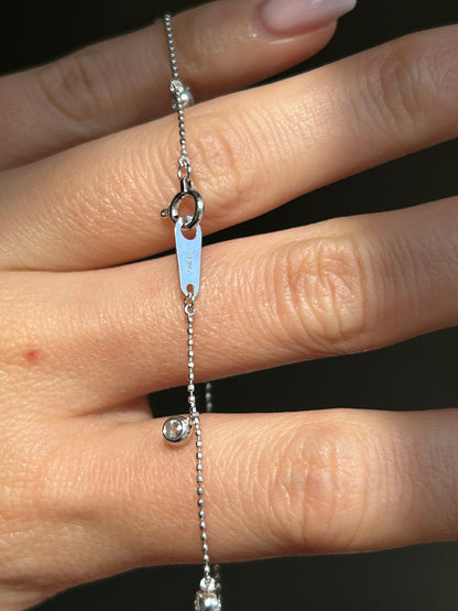 Vintage 18K White Gold Diamond By the Yard Station Bracelet