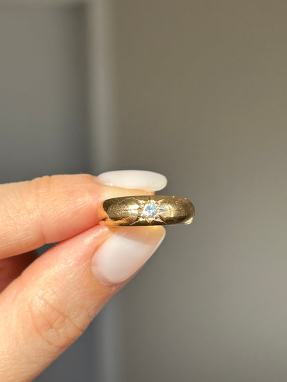 Vintage 18k Gold Mid Century Diamond Starburst Ring