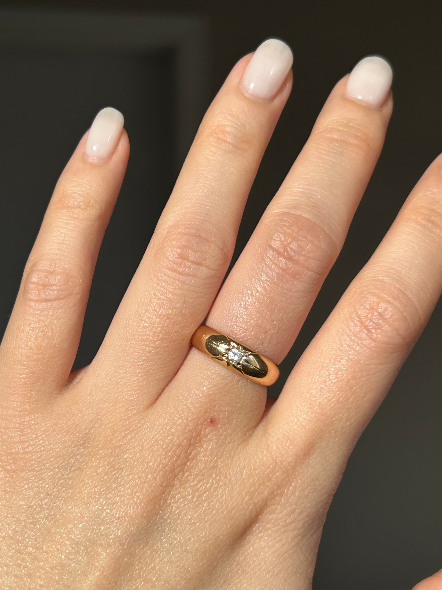 Vintage 18k Gold Mid Century Diamond Starburst Ring