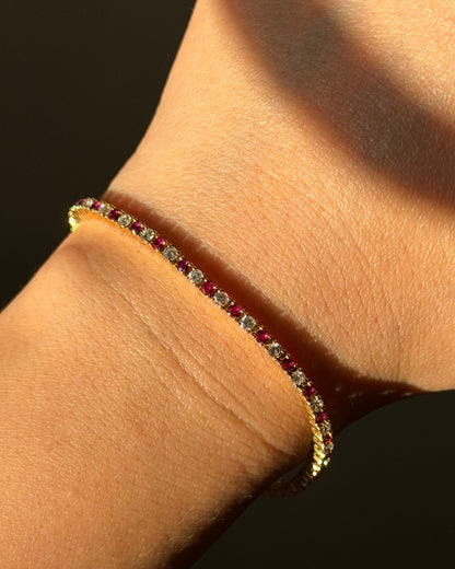 Vintage 18k Gold Ruby and Diamond Tennis Bracelet