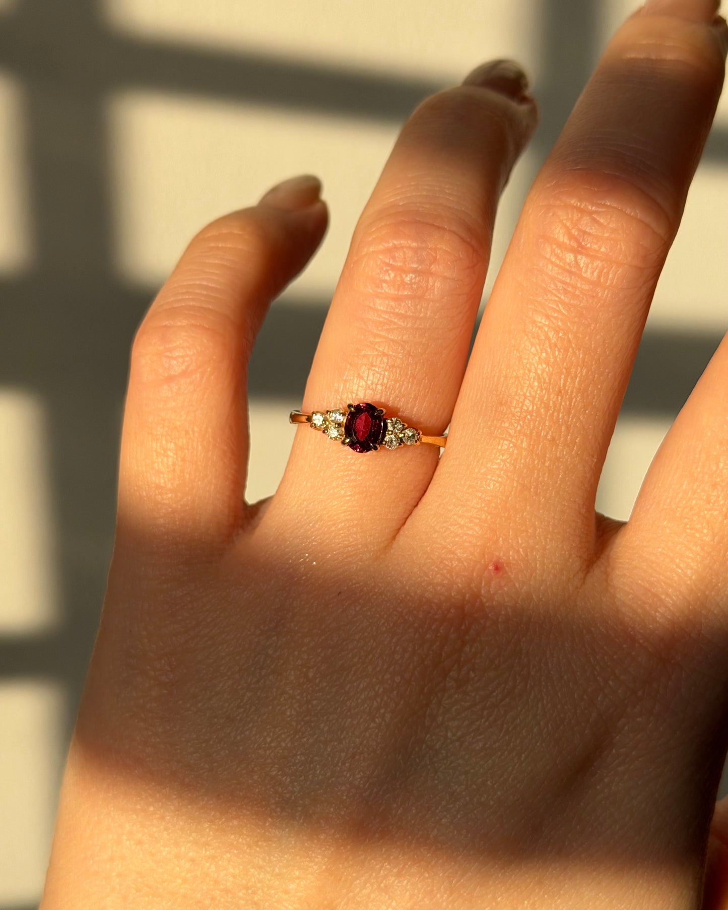 Vintage 18k Gold Pink Tourmaline and Diamond Ring