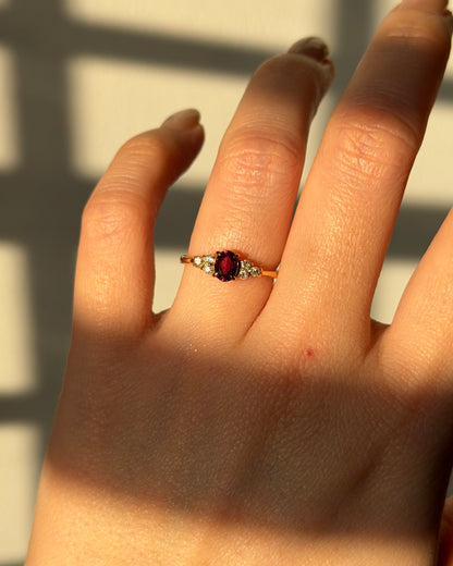Vintage 18k Gold Pink Tourmaline and Diamond Ring