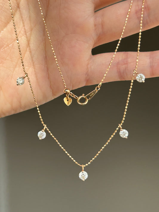 Vintage 18k Gold 1ct Diamond Station Necklace