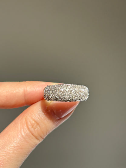 Vintage 18k WG Baguette Diamond Confetti Dome Ring