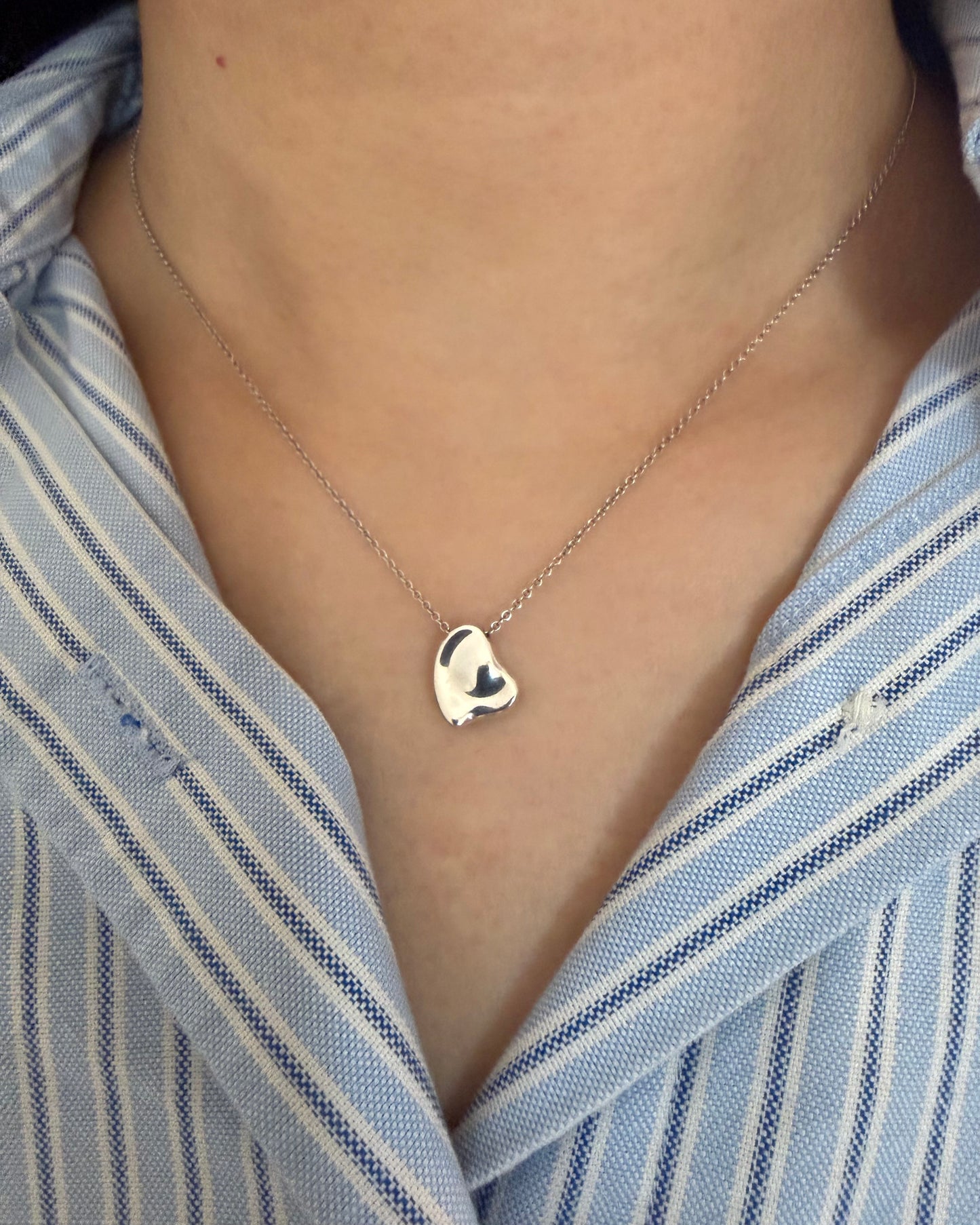 Vintage Sterling Silver Tiffany & Co Elsa Peretti Full Heart Pendant Necklace