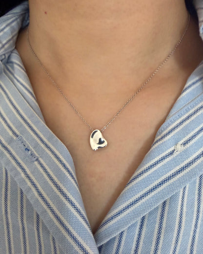 Vintage Sterling Silver Tiffany & Co Elsa Peretti Full Heart Pendant Necklace