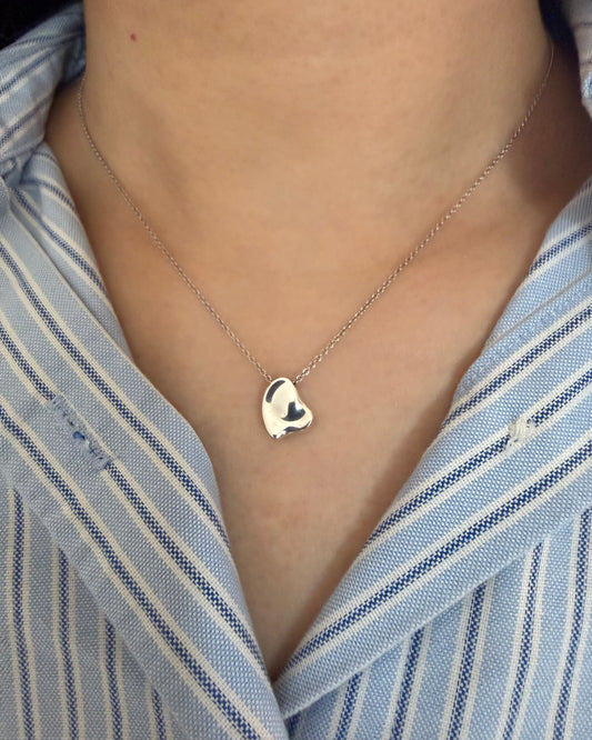 Vintage Sterling Silver Tiffany & Co Elsa Peretti Full Heart Pendant Necklace