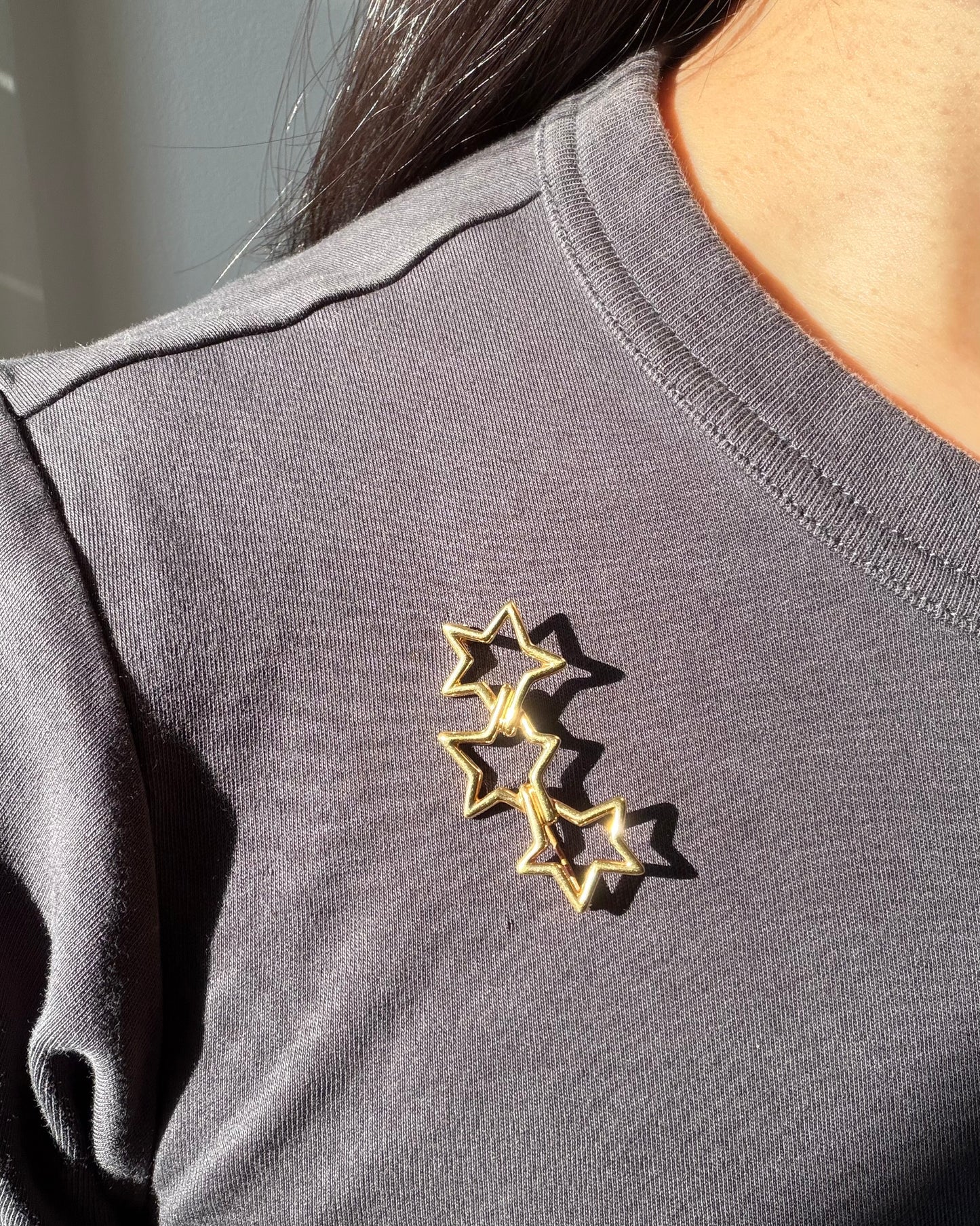 Vintage 18k Gold Tiffany & Co Circa 1985 Triple Star Brooch