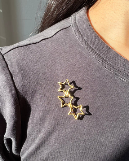 Vintage 18k Gold Tiffany & Co Circa 1985 Triple Star Brooch