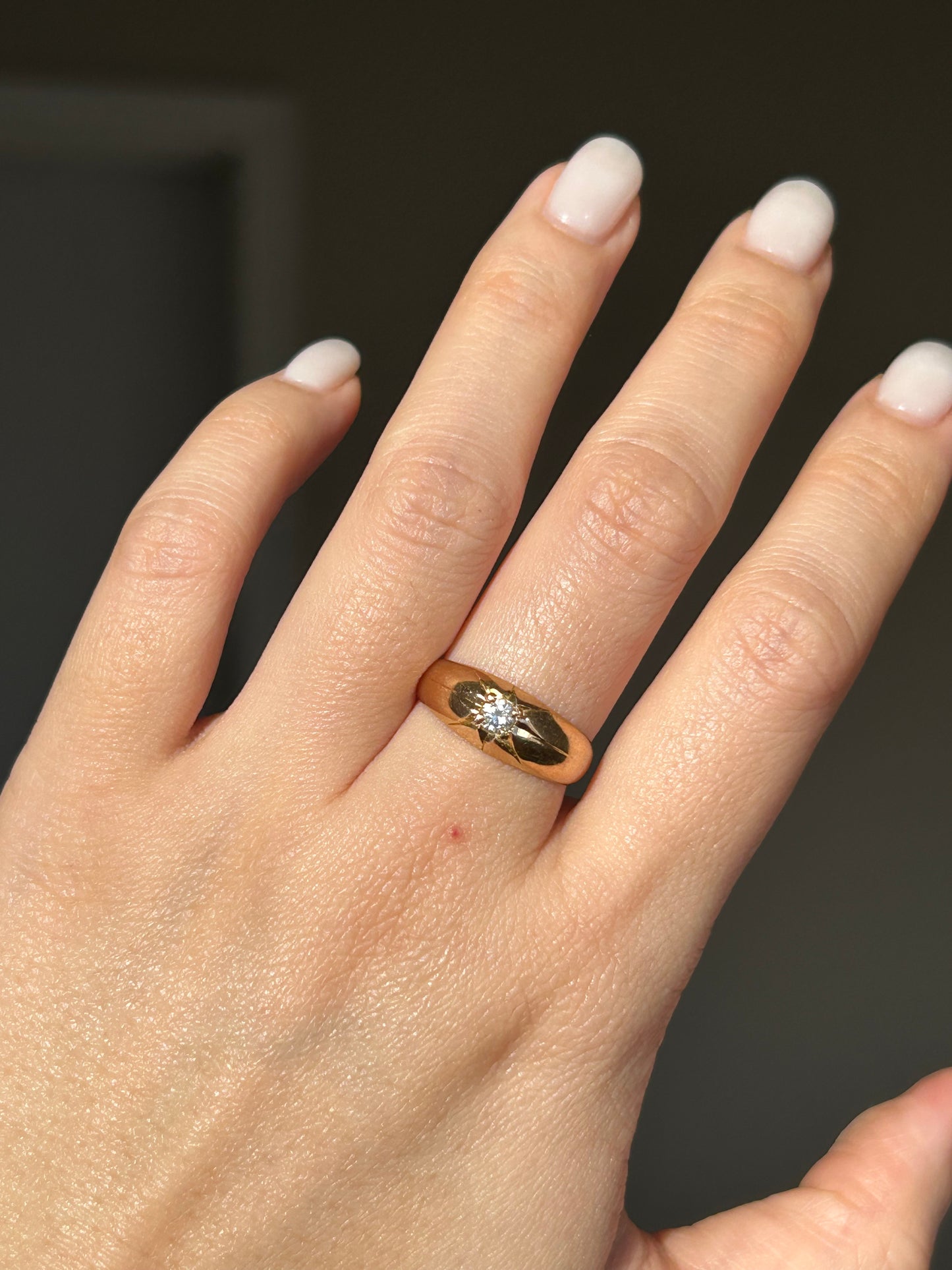 Vintage 18k Gold Mid Century 0.15 ct Diamond Starburst Ring