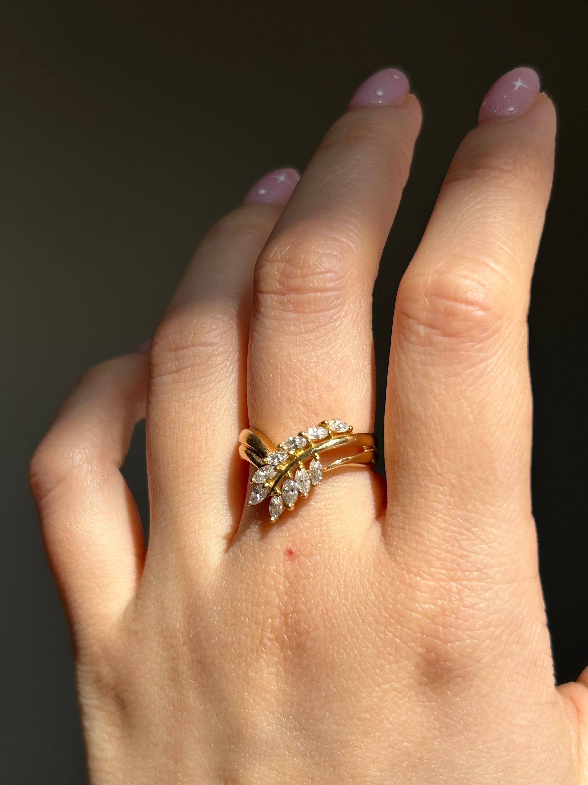 marquise diamond chevron gold ring